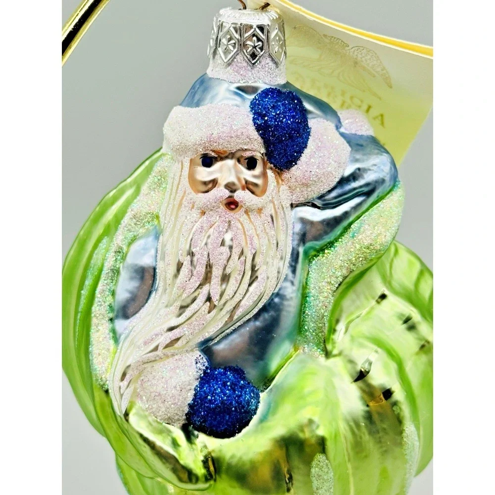Patricia Breen Coastal Santa Blue Suit Green Shell Christmas Ornament‎ 1997